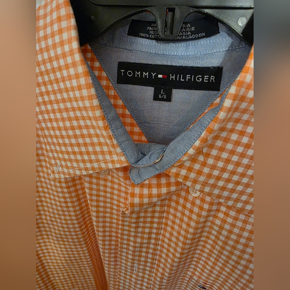 Tommy Hilfiger Orange Checkered Men's Shirt